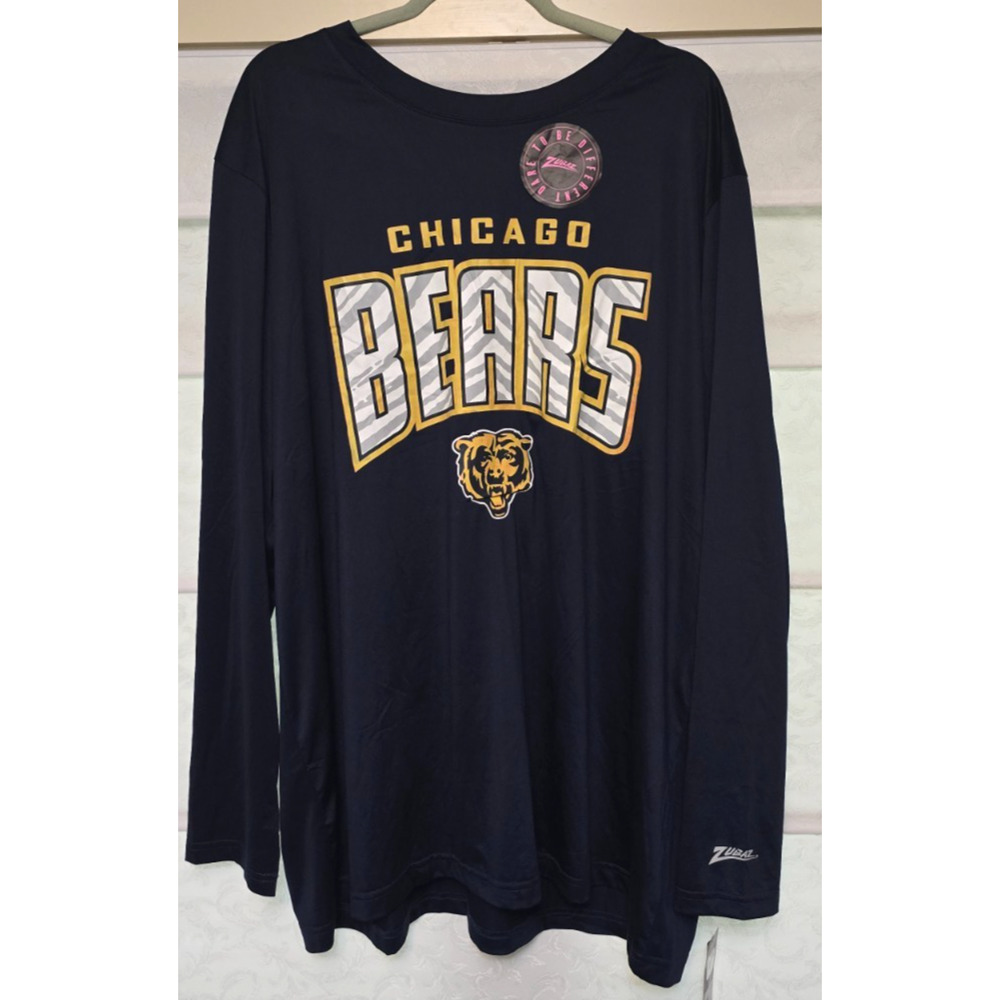 NWT Chicago Bears Zubaz Long Sleeve Shirt Mens 4XL NFL Team Apparel Performance